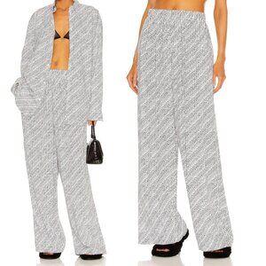 NWT Balenciaga Fluid Pants Archive Letters Printed Allover Black Sz XXS Wide Leg
